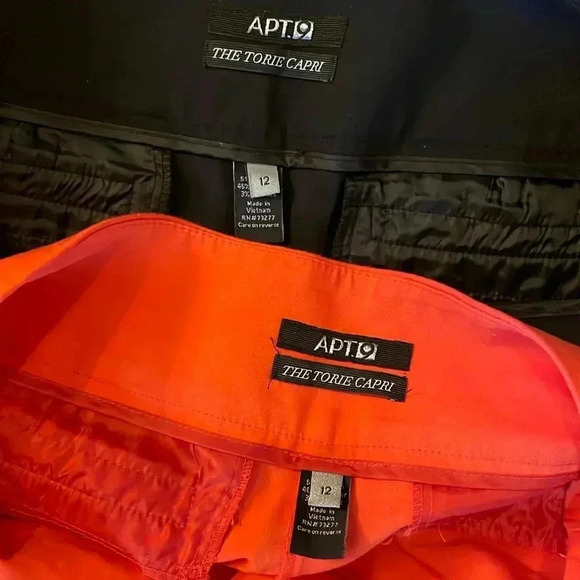 Apt. 9 The Torie Capri Women’s 12 Set of 2 Orange & Black Cropped Pants - Picture 4 of 8